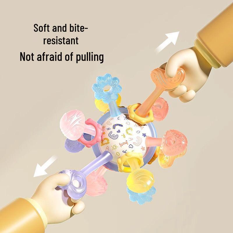 Silicone Teething Toy: Manhattan Hand Grab Ball for 0-1 Year olds, Early Education Puzzle for 3-6 Months