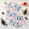 Women's Christmas Pajama Set Short Sleeve Button Down Shirt and Shorts Sleepwear