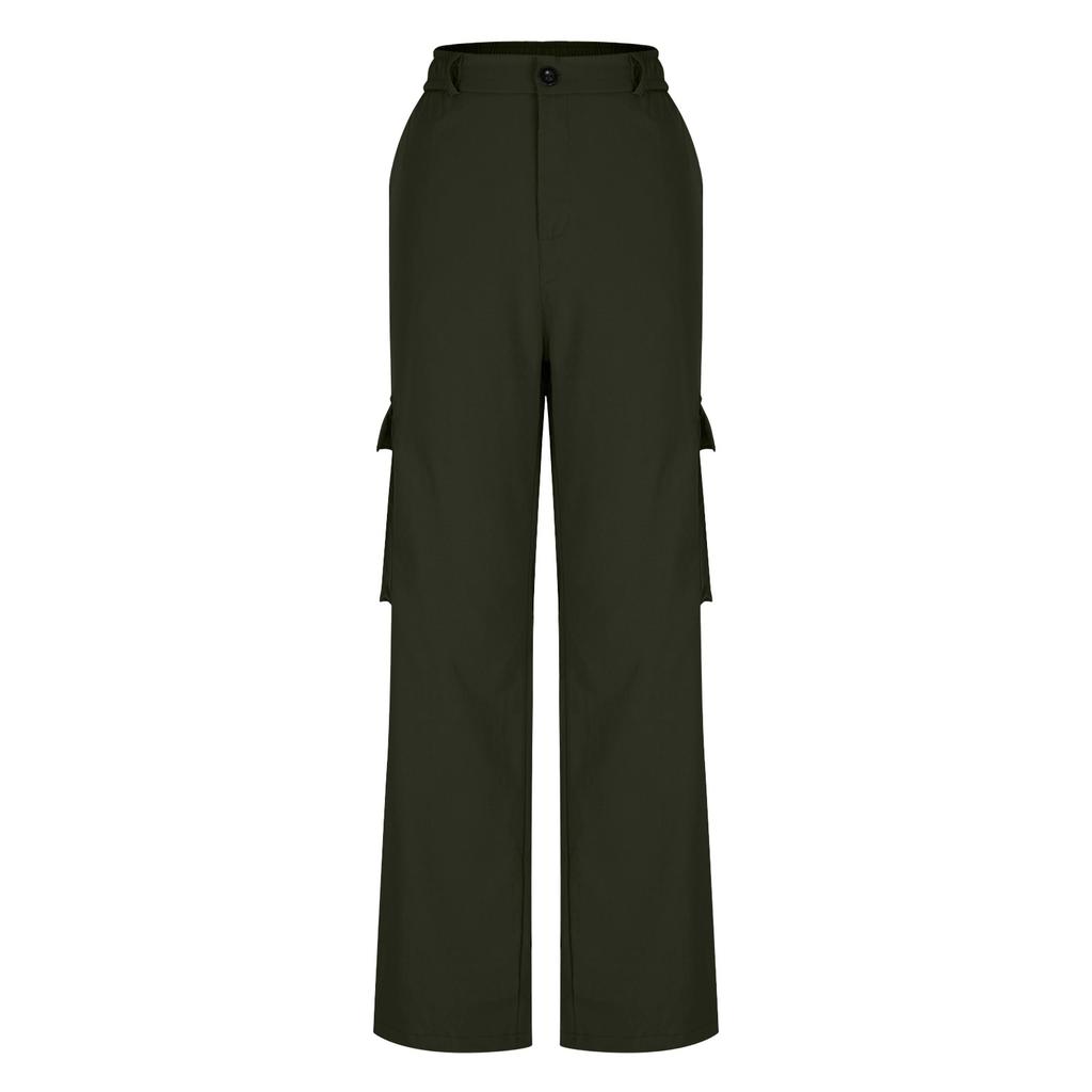 Womens Trendy Casual Streetwear Baggy Cargo Pants With Pockets Wide Leg Trousers Loose Overalls Long Pants
