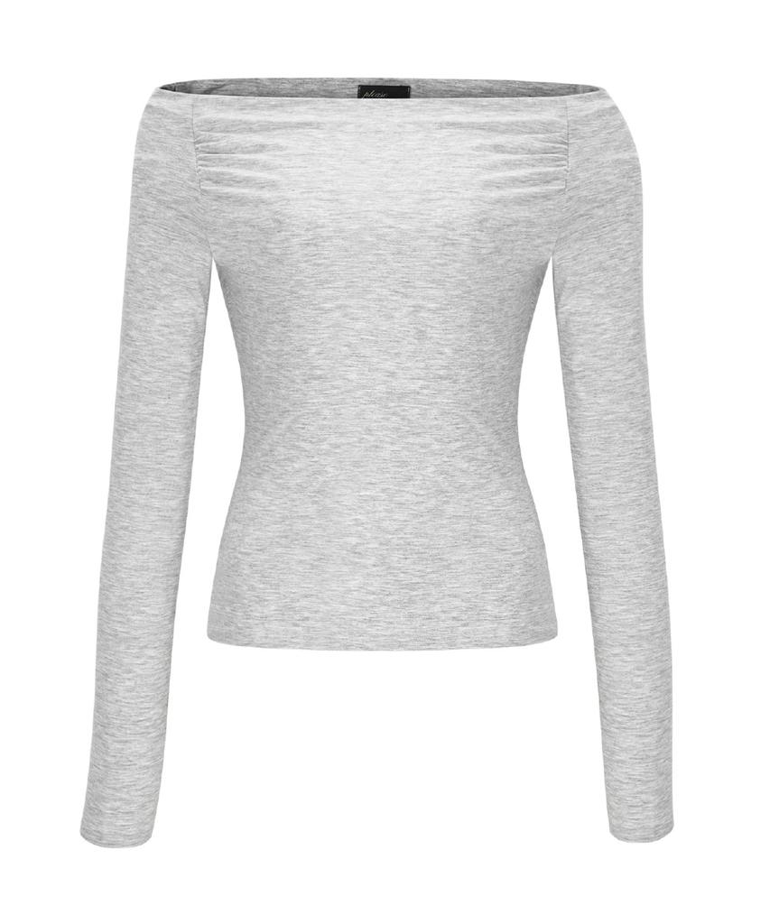 Peullijeunopallou Seni Long Off-Shoulder Top (White Melange)