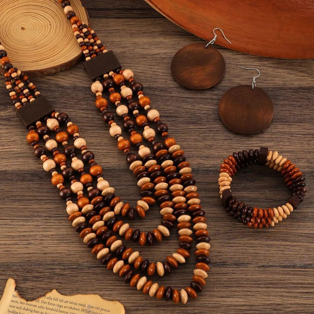 Colorful Vintage Boho Bib Beads Handmade Geometric Beaded Necklace  Jewelry Accessories