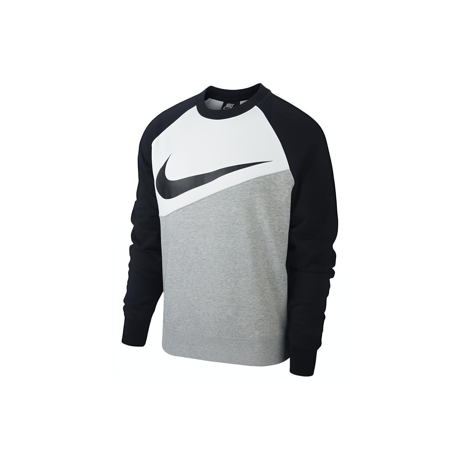Nike Chest Large Logo Round Neck Colorblock Long Sleeves Pullover Black Men s CV9152-063 XL