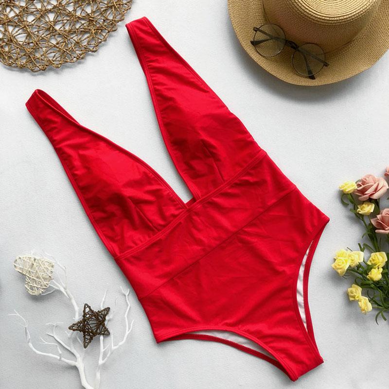 Costume da bagno intero da donna Costume da bagno intero bikini tinta unita Costume da bagno monokini sexy senza schienale
