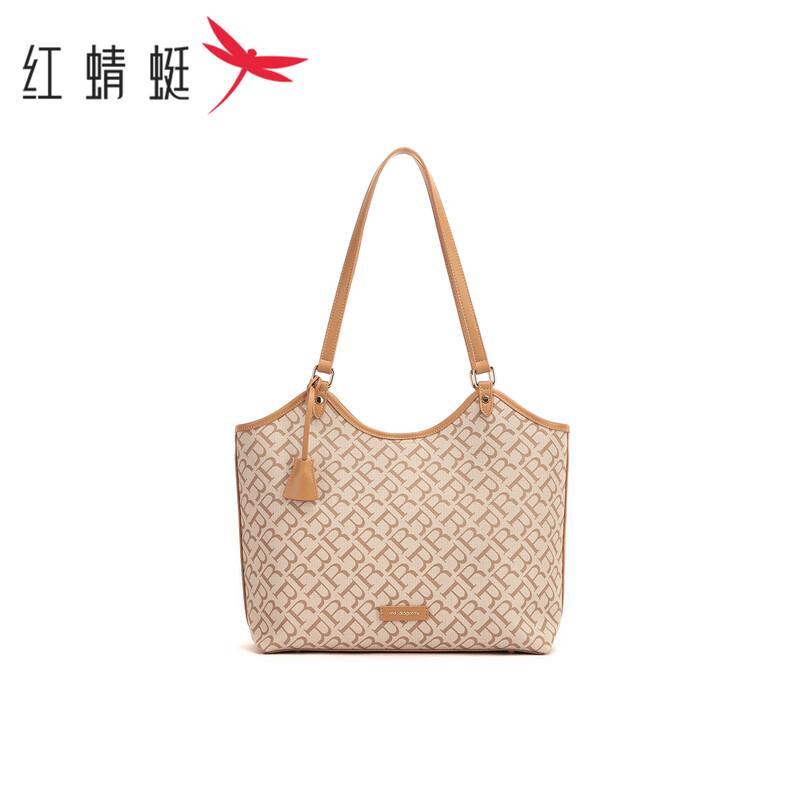 Red Dragonfly Monogram Large Commuter Tote Bag
