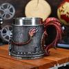 Western Monster Dragon Mark Coffee Cup, Stainless Steel Dragon Statue Water Cup, 3D Castle Guardian Dragon Beer Cup