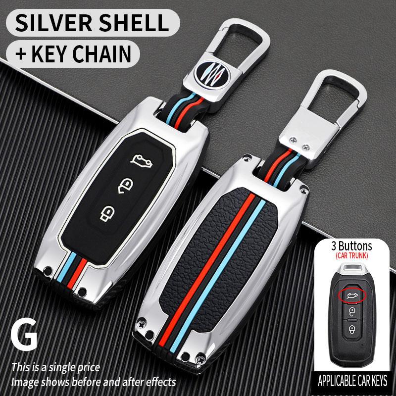 3 Buttons Zinc alloy + Silicone Car Key Case Cover Ford Territory 2019 2020 2022 2023 2024 Car Protection Keychain accessory