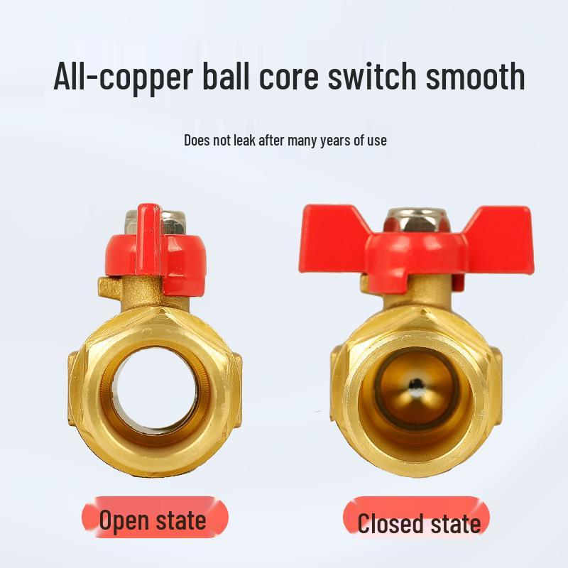 Brass Double Bell Head Rotary Handle Ball Valve 22/28mm for Water, Oil, Gas with Switch and Straight-Through Valve Accessories.