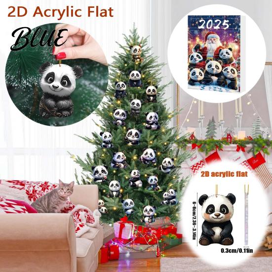 Christmas Panda Advent Countdown Multifunctional Acrylic for Cartoon 2D Calendar 2025 Kids Pendant Home Decorations