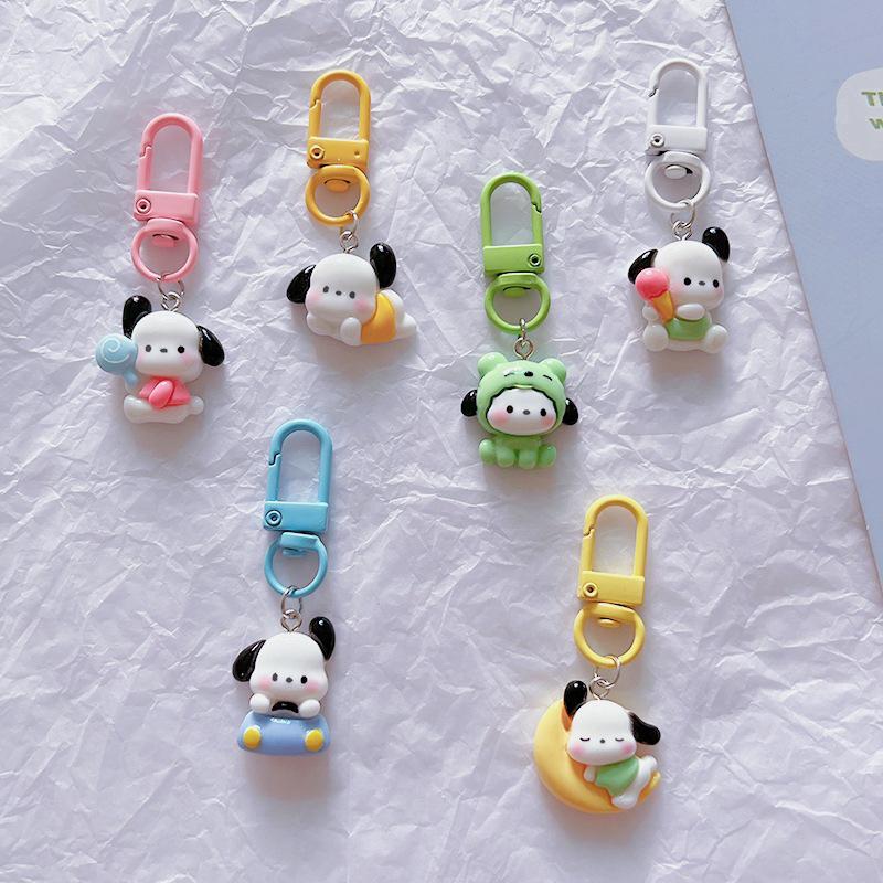 Kawaii Lovely Pochacco Keyring Cartoon Puppy Keychain For Cute Girl School Bag Pendant Backpack Hanging Ornaments Gifts