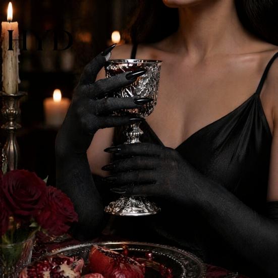 Creepy Long Nail Gloves 1 Pair Halloween Ghost Claw Gloves, Fingernail Witch Costume Durable Party Handwear Accessory, Dark Performance Prop