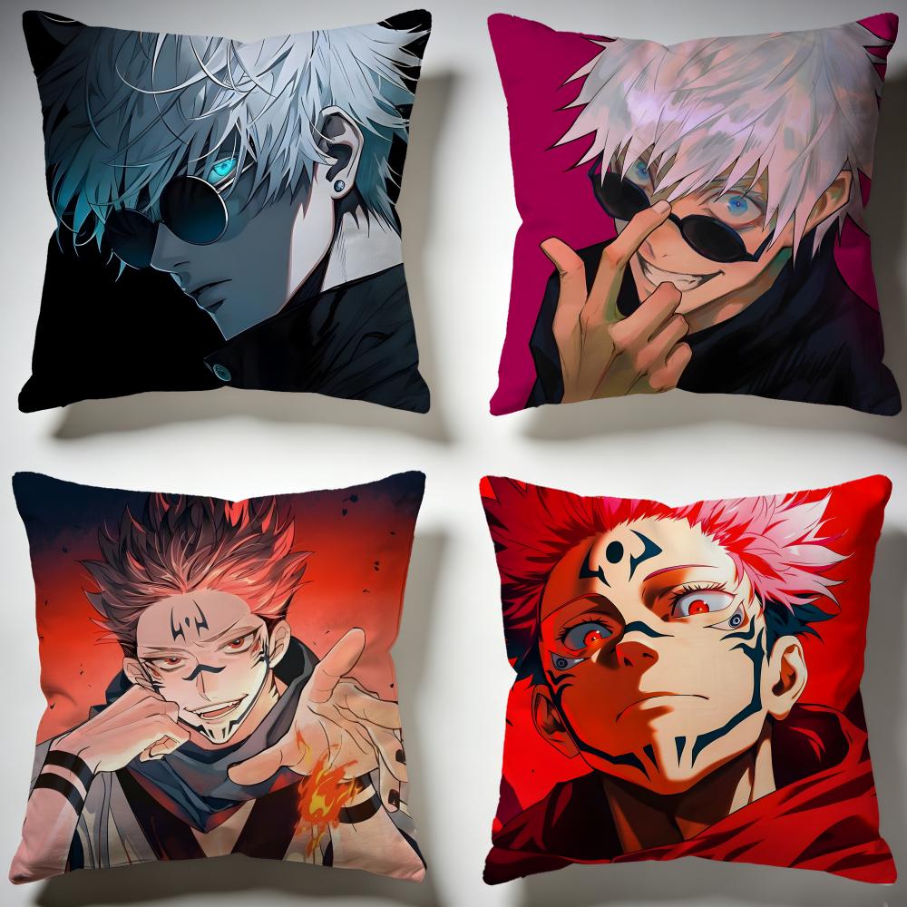 Fashion JJujutsu Kaisenes Cushion Cover Stylish Washable Pillow Cover Ideal for Couch Bedroom Car Decoration