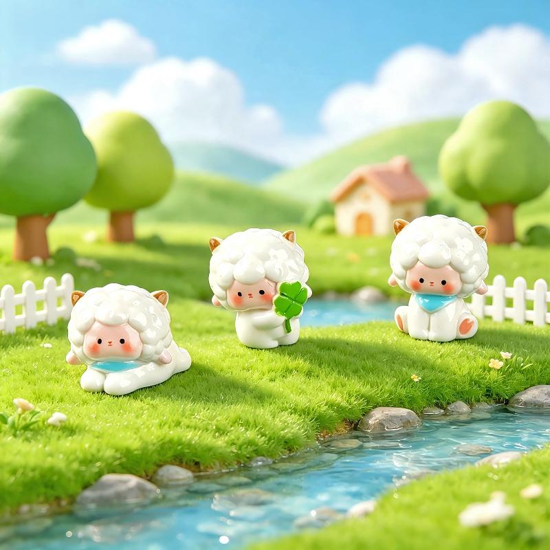 Mini Resin Sheep Figurines 5Pcs Lovely Cartoon Pattern Eco-Friendly Craft for Home Bonsai Fairy Garden Decoration