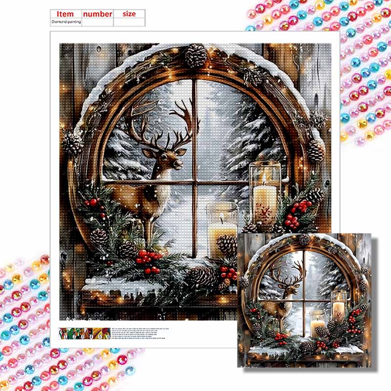 New Arrival 5D DIY Full Circle Diamond Painting "Christmas Elk" Embroidery Cross Stitch Home Decor Gift