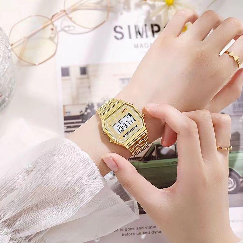 Trendy LED Electronic Watch: Harajuku Style, Multifunctional, Perfect for Junior & High School Students, WR F91W with Steel Band.