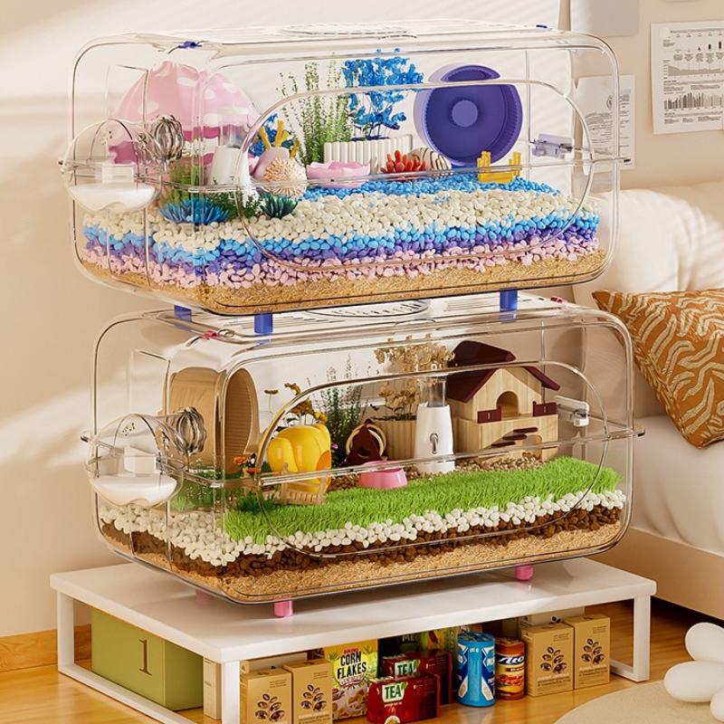 Luxury Hamster Cage with Full Transparency and Enhanced Ventilation Spacious Pet Playground Bite Resistant Golden Hamster Villa
