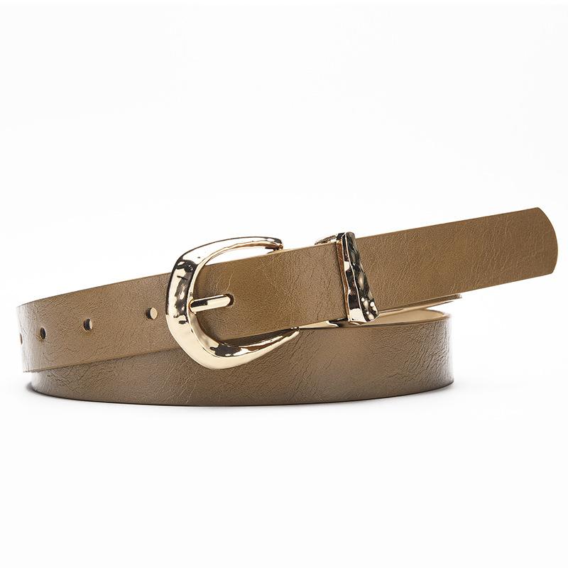 

Alloy Retro Hammer Button Head Simple Black Pu Belt Casual Style Women S Decorative Belt 106*2.3 верблюд