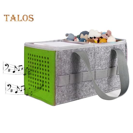 Wireless Speaker Felt Storage Bag Portable Handle 2 Compartments Large Capacity Foldable Audio Player Kids Stuffed Toy Snack Organizer Carrying