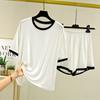 Men's Summer Suit Short + Sleeved T Shirt Two Piece Set Thin Loose Casual Shorts Home Modal Wear