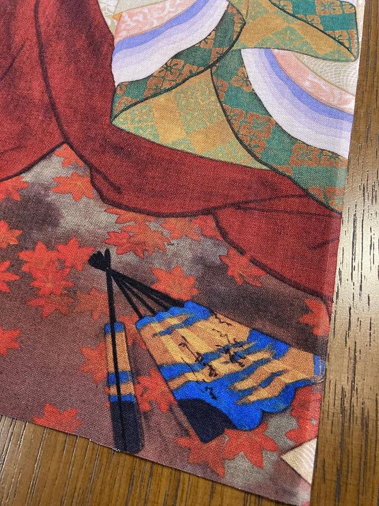 Tenugui (Japanese hand towel) from all times and places, by Uemura Shōen, featuring a floral design.