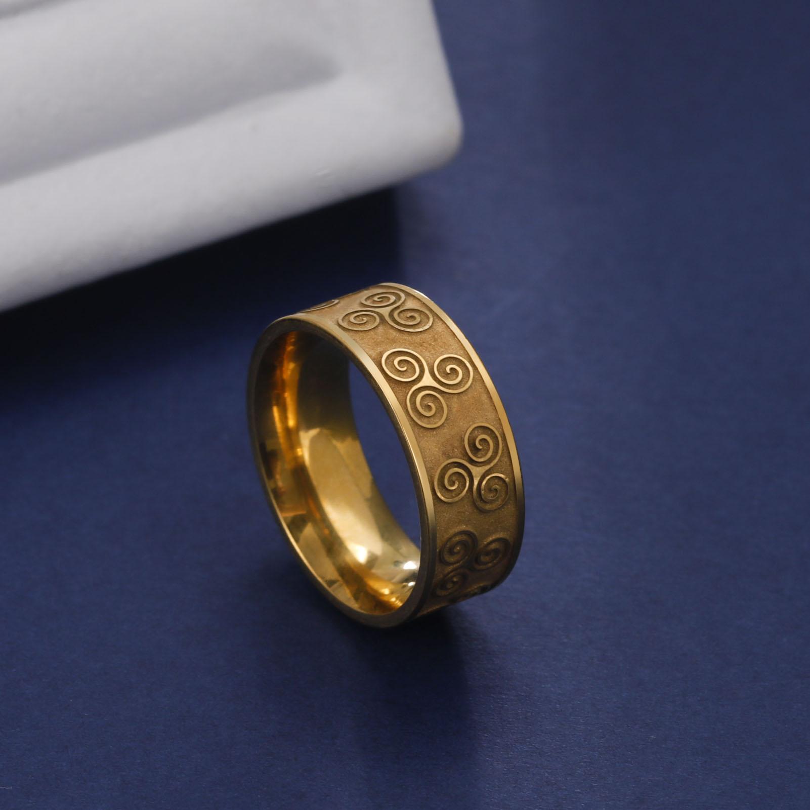 

LIKGREAT Viking Triskele Triskelion Ring for Men Stainless Steel Triple Spiral Amulet Finger Rings Vintage Irish Jewelry Gift 7