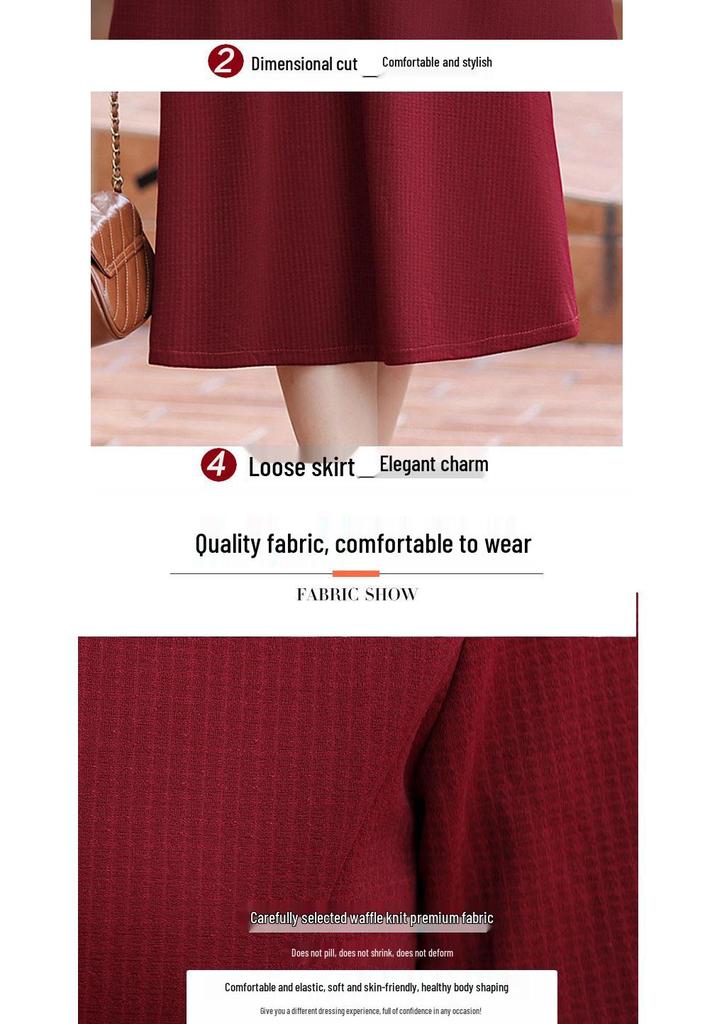 Stylish Two-Piece Faux Dress for Women - Mid-Age Spring/Autumn Design with Belly-Concealing Frog Button