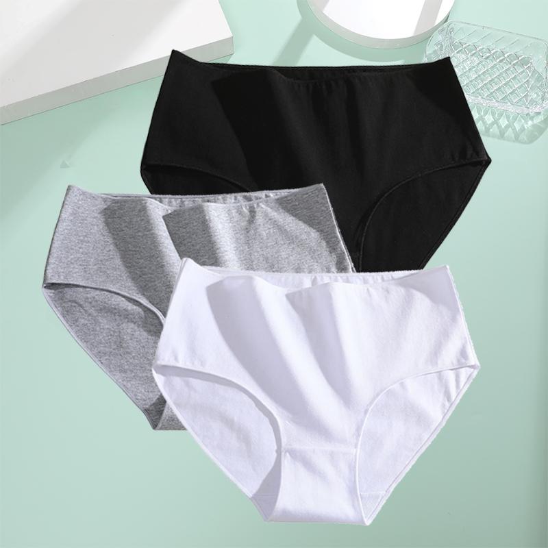 FINETOO 3Pcs Cotton Panties Women High Waist Briefs Seamless Underwear Breathable Underpants Solid Color Panty S-2XL Intimates