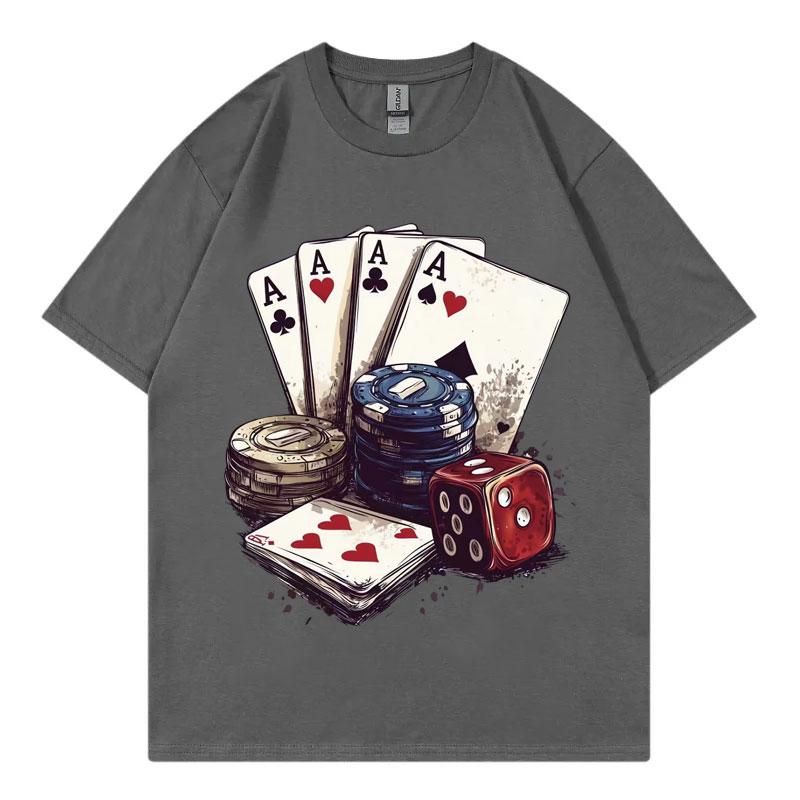 Lustige Casino Poker Grafik T-Shirts Herren Damen Kleidung Mode Y2k Kurzarm T-Shirt Hochwertige Baumwolle Sommer T-Shirts