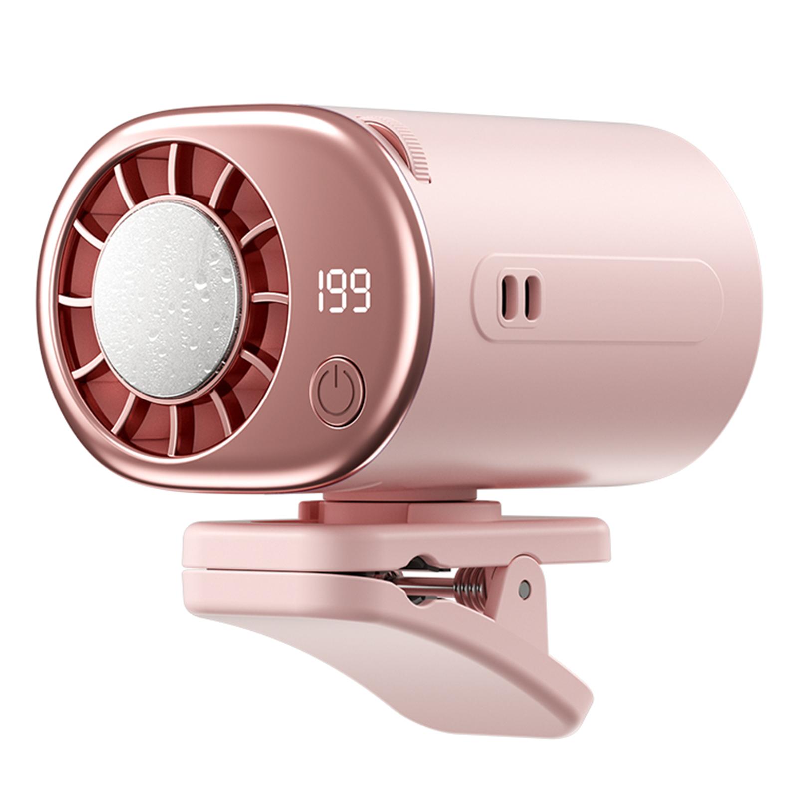 

USB Car Clip Cooler Fan with LED Display Car Clamp Cooler Rotatable Fan 360° Rotation for Infant Childs Dogs Summer Road Trips розовый