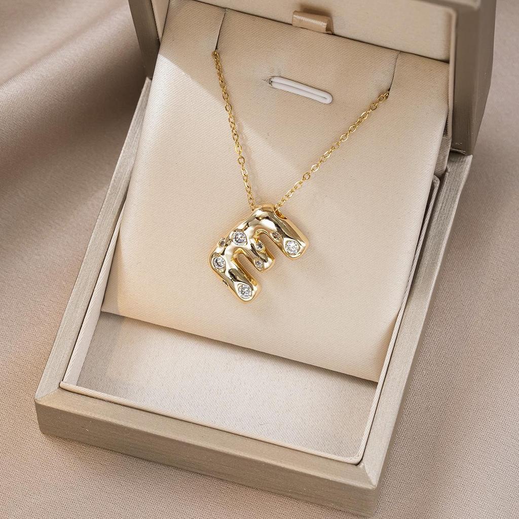 Women's Colorful English Alphabet Necklace - Simple & Trendy Design in Titanium Steel