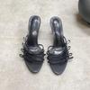 Fashion Fashion Cross-tied Women Thin  Heels Sandals Shoes Female Round Toe Footwear Butterfly-Knot Ladies High Heels Sandals Shoes