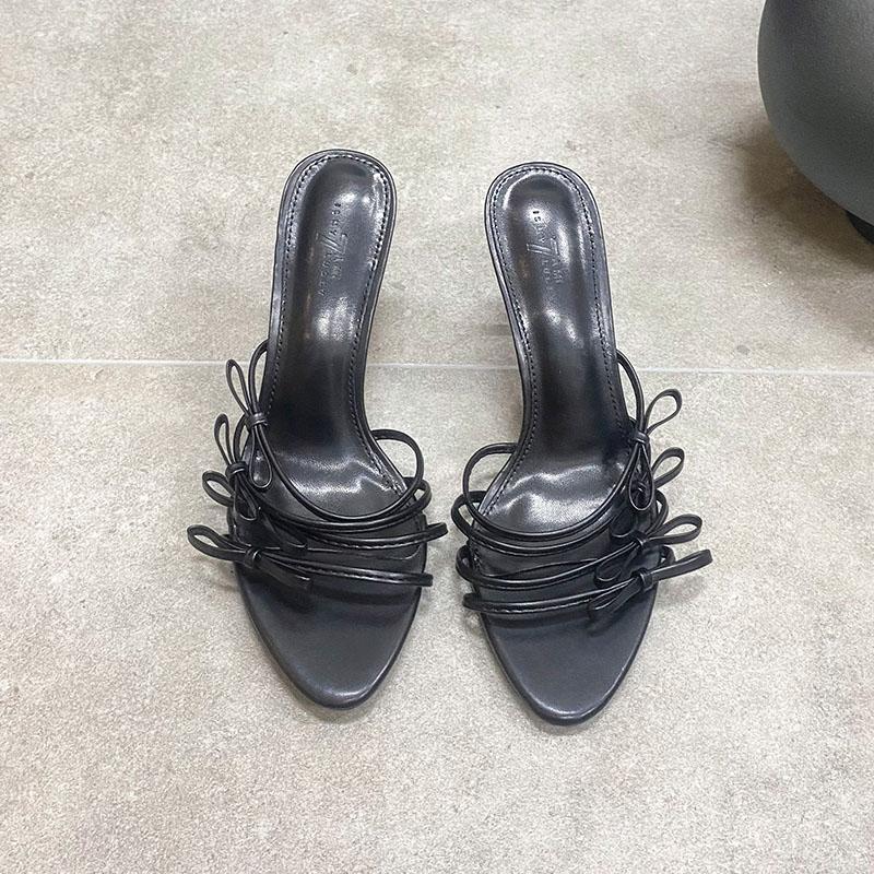 Fashion Fashion Cross-tied Women Thin  Heels Sandals Shoes Female Round Toe Footwear Butterfly-Knot Ladies High Heels Sandals Shoes