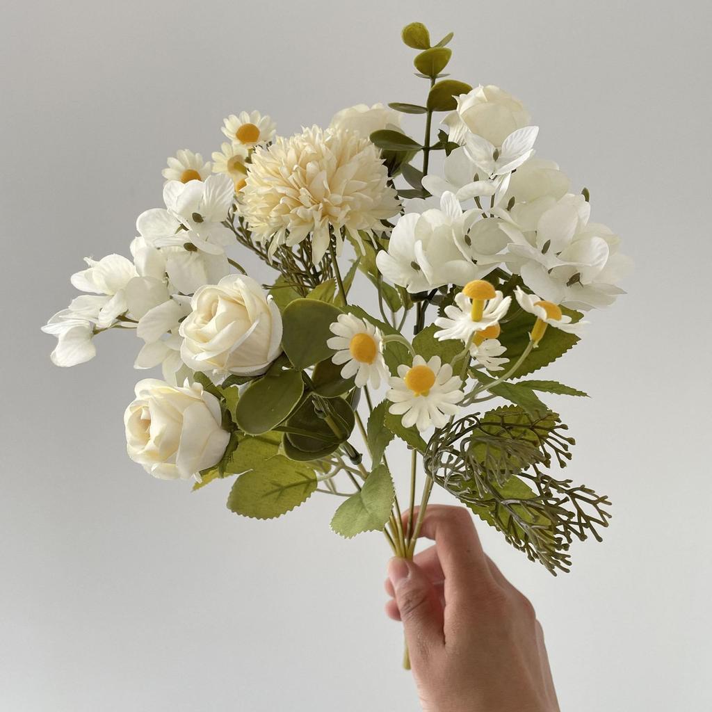 Simulated rose, chamomile, peony, hydrangea artificial flowers for decoration, bouquet for living room, wedding bouquet