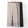 Pantalon d'été en soie glacée neuf points pour femmes d'âge moyen et âgées - Coupe ample, droit, décontracté