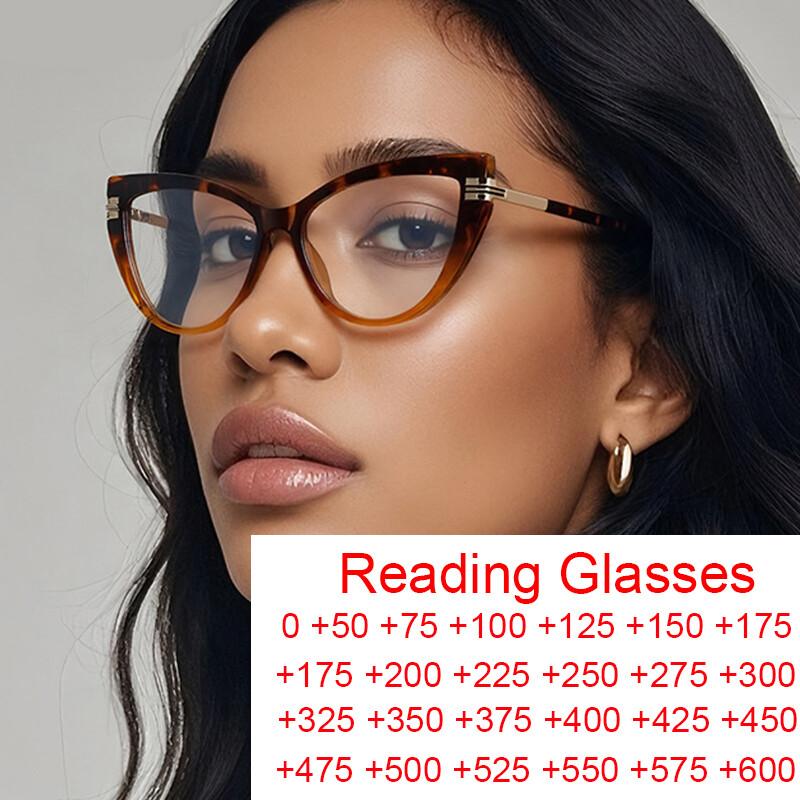 Cat Eye Presbyopia Glasses For Women Ultra-Light Far Sight Eyewear Prescription Optical Lens Gradient Fashion Reading Eyeglasses