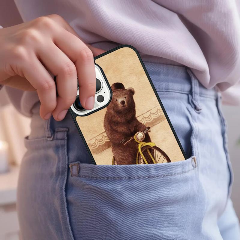 Cute Grizzly Bear Phone Case For iPhone 17 Air 15 16e 14 13 Pro Max Coque 12 11 Pro Max PLUS cover