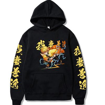 Japanischer Anime Demon Slayer Herren Damen Hoodies Kamado Agatsuma Zenitsu Bedruckter Kapuzenpullover Y2k Übergröße Sweatshirt