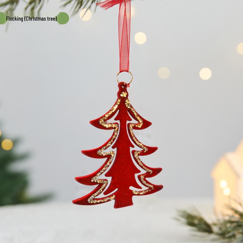 Christmas Flocking Bow Ornament - Window & Tree Decor