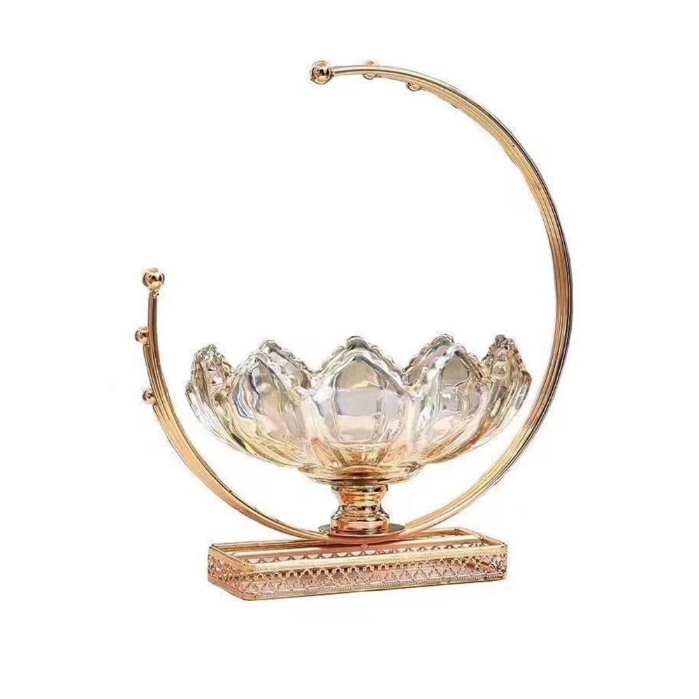 

Large Capacity Flower Basket Shape Fruit Plates Glass European Fruit Tray for Living Room S золотий
