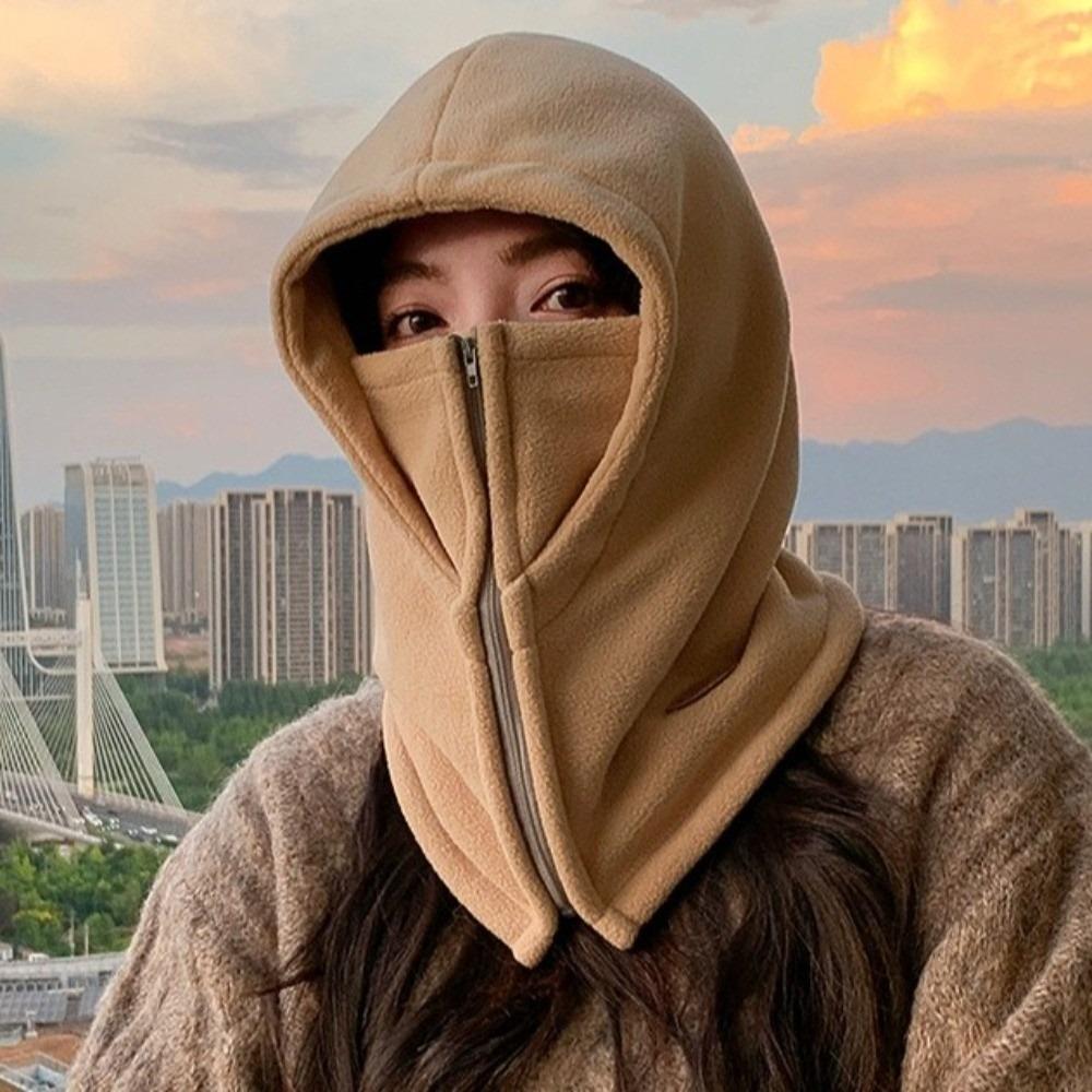 

Утепленная балаклава однотонная шапка-пуловер повседневная шапка для защиты ушей осень хаки