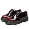 Low-top holes Small leather shoes Women's, men's leather discoloration Red round head Casual students Medium thick muffin bottom Short boots