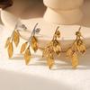 Elegant European & American Leaf 18K Gold Titanium Steel Earrings: Waterproof & Colorfast Luxury Design