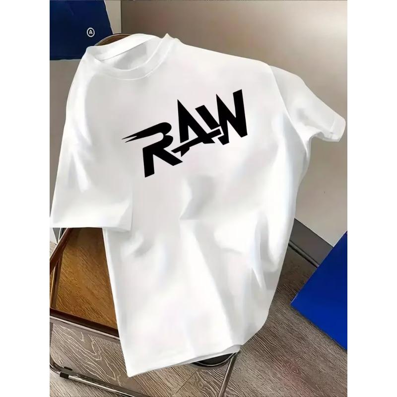 Мужская футболка RAW с принтом | Городской уличный стиль, Мягкая и дышащая, Яркий дизайн принта, Круглый вырез, Короткий рукав, Летняя футболка, Футболка в стиле Hip Hop S