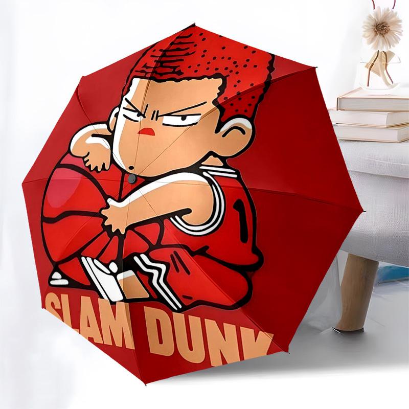 

1pc SLAM DUNK Automatic Folding Umbrella - Portable 3-Fold Design, 8-Bone Iron Frame Outdoor Umbrella, Ideal Gift for Fans, Travelers, Daily Use, Perf