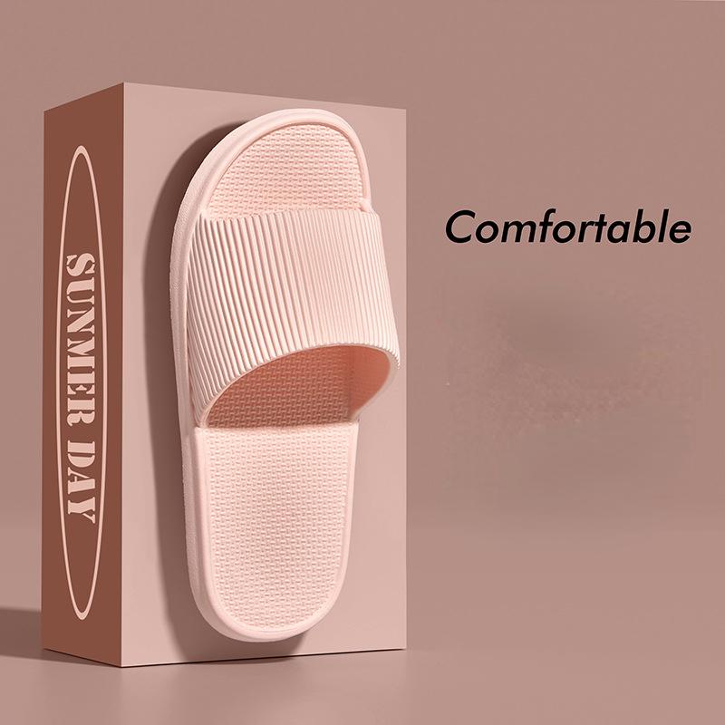 1 пара толстых домашних тапочек на плоской подошве для ванной комнаты модные домашние мужские сандалии на мягкой подошве из ЭВА летние нескользящие тапочки для пары 36-37 розовый 809₽