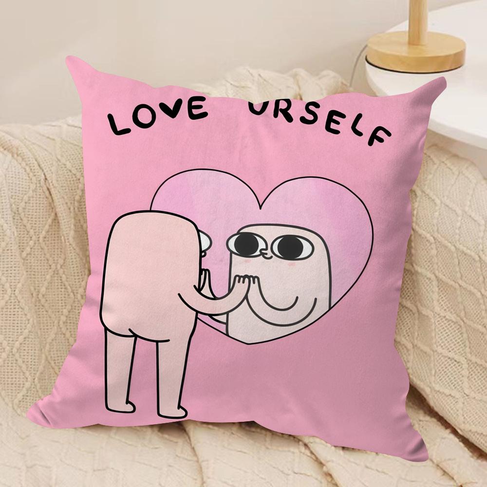 FUNNY Cartoon KKETNIPZ Cushion Cover Silky Short Plush Invisible Zipper Dustproof Sofa Pillow Case for Home Decor