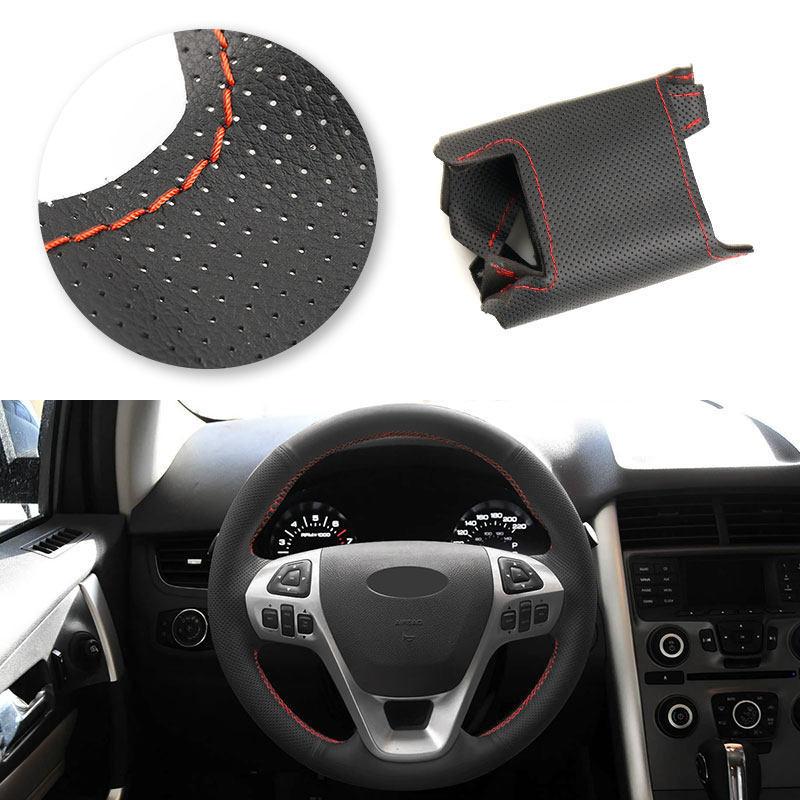 Hand Braid Car For Ford Explorer 2011-2016 Taurus 2012-2015 Edge 2011-2014 Interior Accessories Steering Wheel Cover Trim