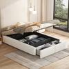 Double Bed 140x200cm Upholstered Bed Platform Without Headboard with Hydraulic Storage And 2 Drawers White