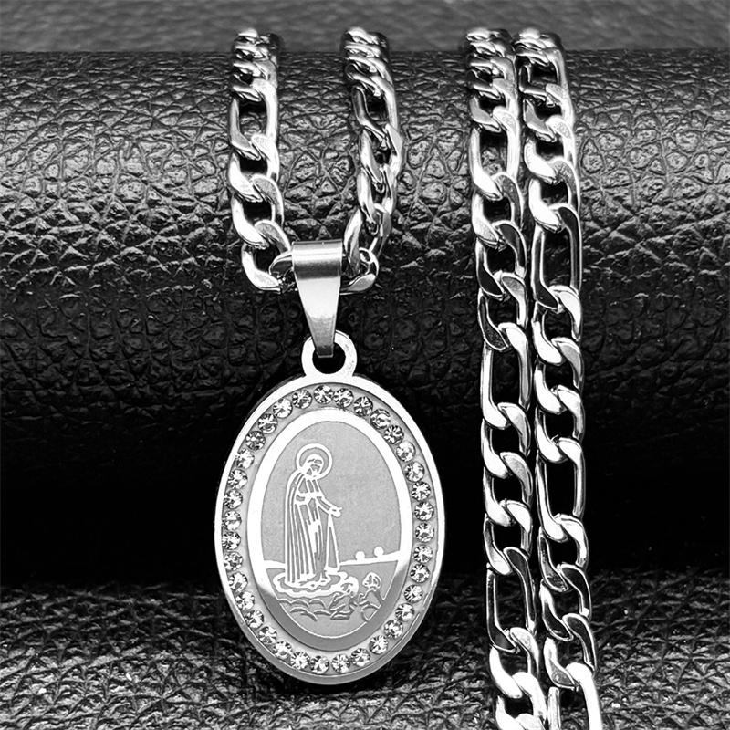 Stainless Steel Christian Jesus Christ Pendant Necklace for Women Men's Gold Color Religious Chain Necklace Jewelry