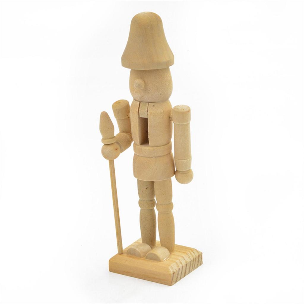 DIY Unpainted Doll Puppet Toy Figurines Wooden Nutcracker Decorations Blank Nutcracker for Christmas Party and Arts