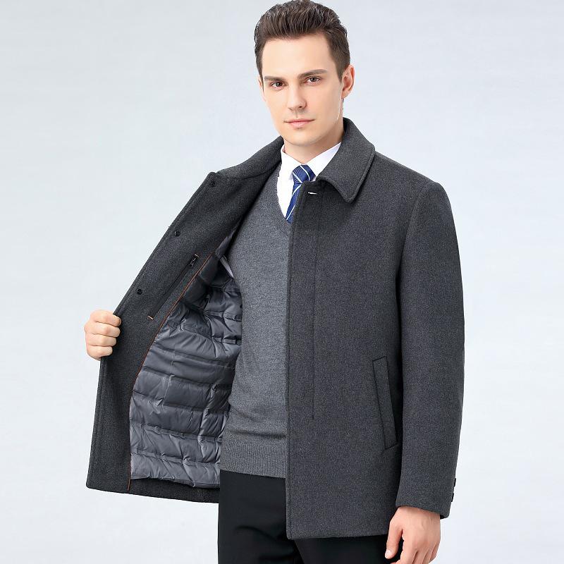 

Men s Versatile Wool Overcoat - Autumn/Winter Business Casual Lapel Jacket XL сірий колір